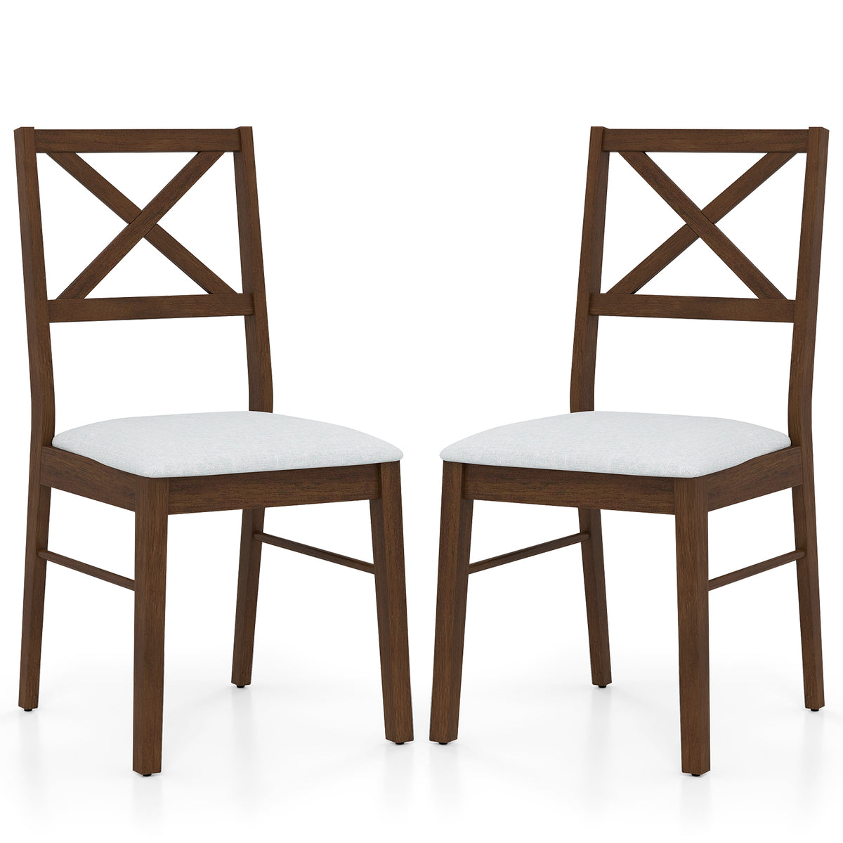 Upholstered Dining Chairs Set of 2 with Rubber Wood Frame