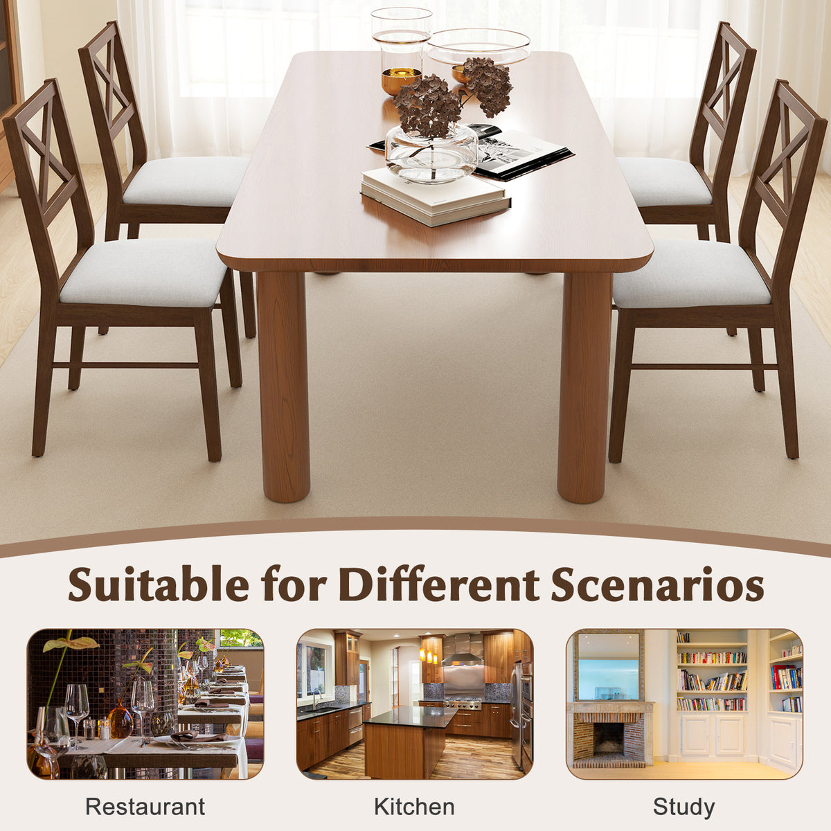 Upholstered Dining Chairs Set of 2 with Rubber Wood Frame