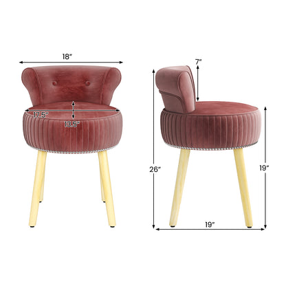 Velvet Vanity Chair with Tufted Low Back