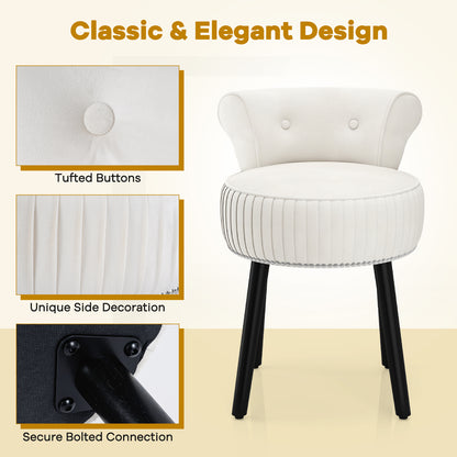 Velvet Vanity Chair with Tufted Low Back