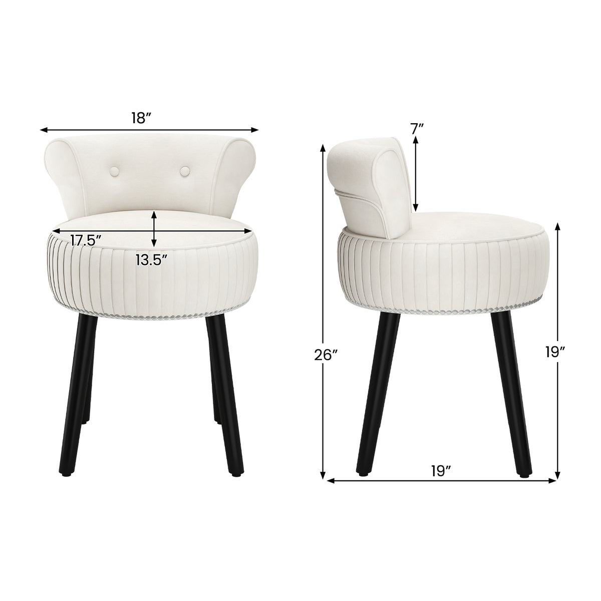 Velvet Vanity Chair with Tufted Low Back