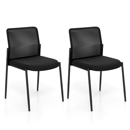 Conference Chair Set of 2 with Mesh Back and Padded Seat
