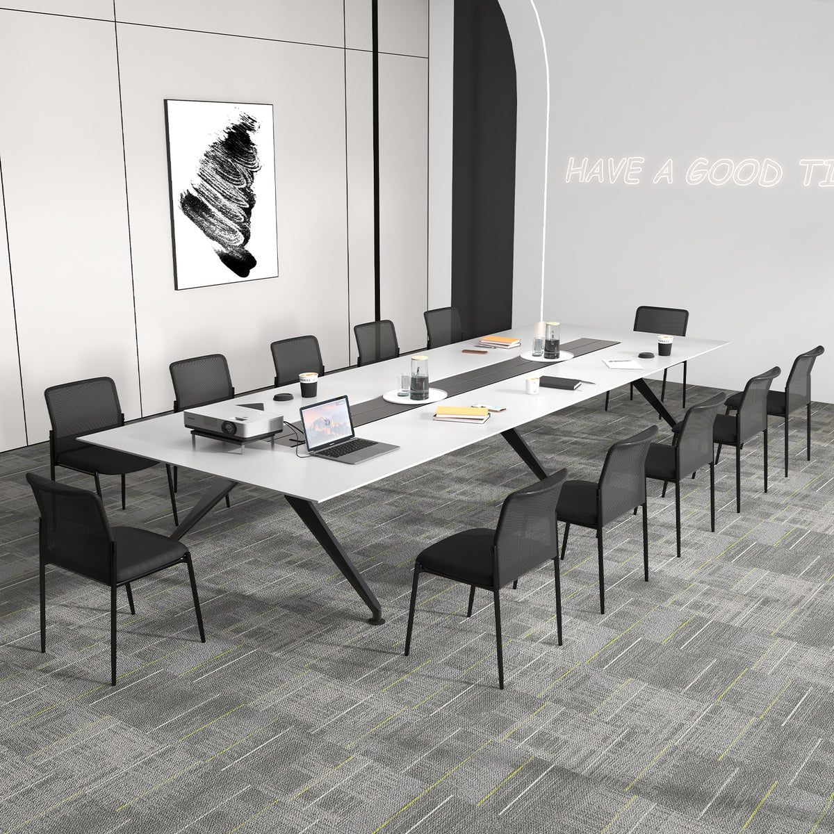 Conference Chair Set of 2 with Mesh Back and Padded Seat
