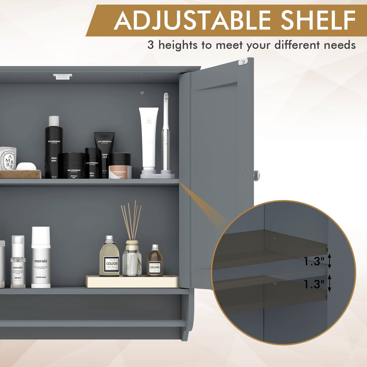 Wall Mounted Bathroom Storage Medicine Cabinet with Towel Bar