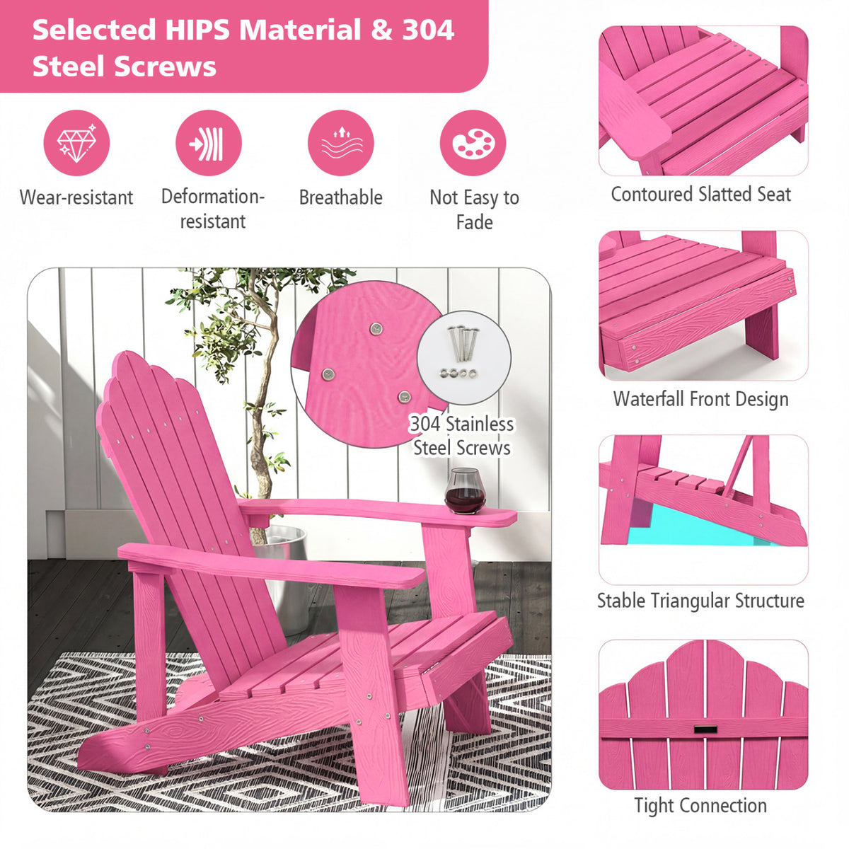 Adirondack Chair with Cup Holder - Weather Resistant HIPS