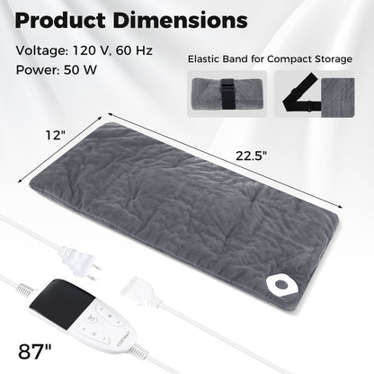 Weighted Heating Pad Electric Heated Pad with 2 Massagers Massaging Vibration-Gray