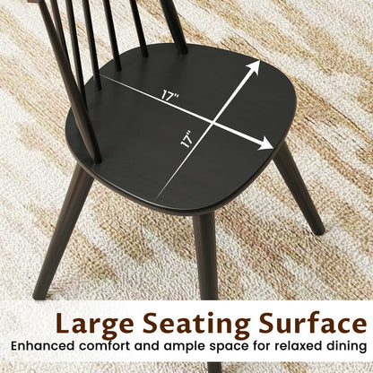 Windsor Dining Chairs Set of 2 with Rubber Wood Frame