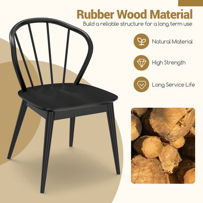 Windsor Dining Chairs Set of 4 with Spindle Backrest
