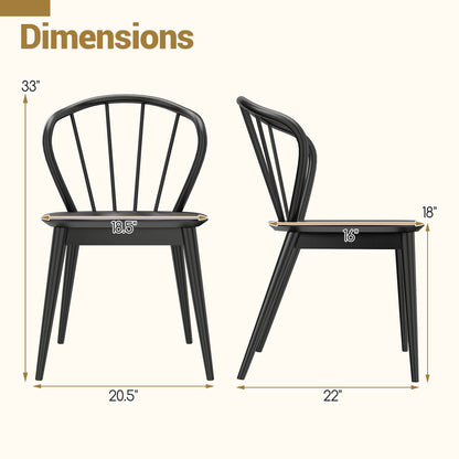 Windsor Dining Chairs Set of 4 with Spindle Backrest