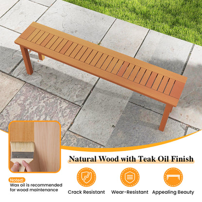 59-Inch Wooden Backless Bench with Teak Oil Finish