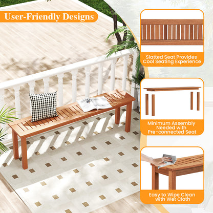 59-Inch Wooden Backless Bench with Teak Oil Finish