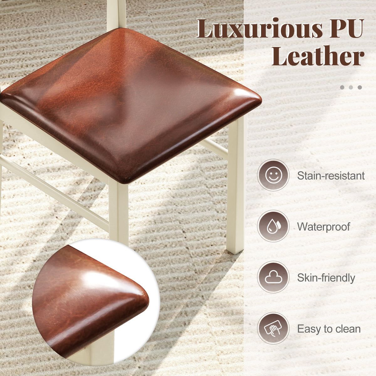 Dining Chairs Set of 2 with PU Leather Upholstery