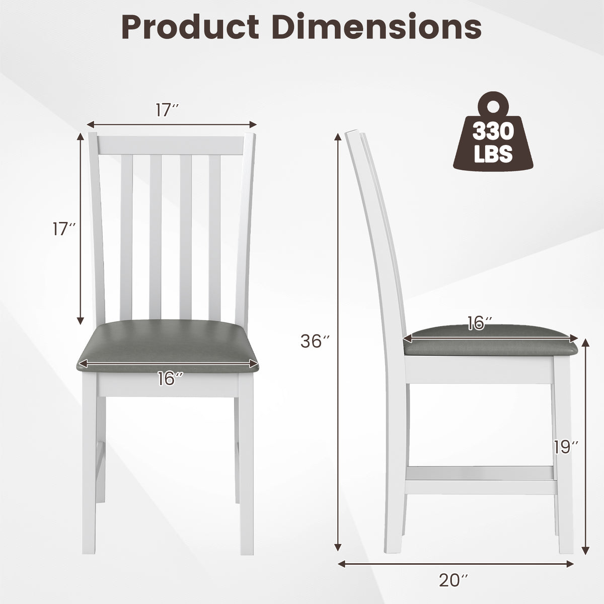 Dining Chairs Set of 2 with Padded Seats and Curved Backs