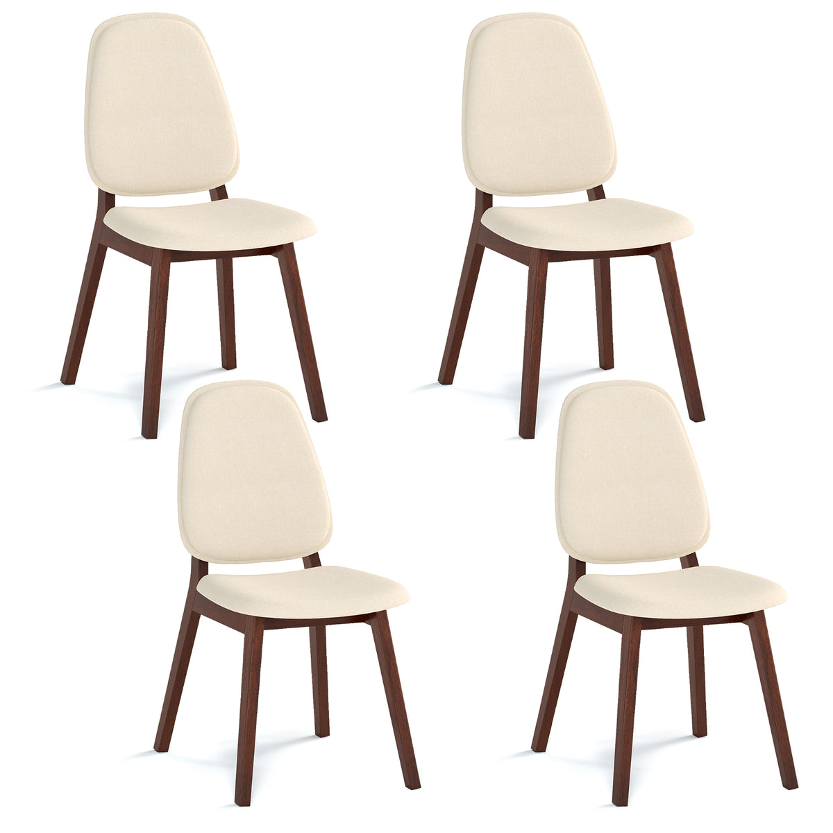 Mid-Century Dining Chairs Set of 4 with Upholstered Seats