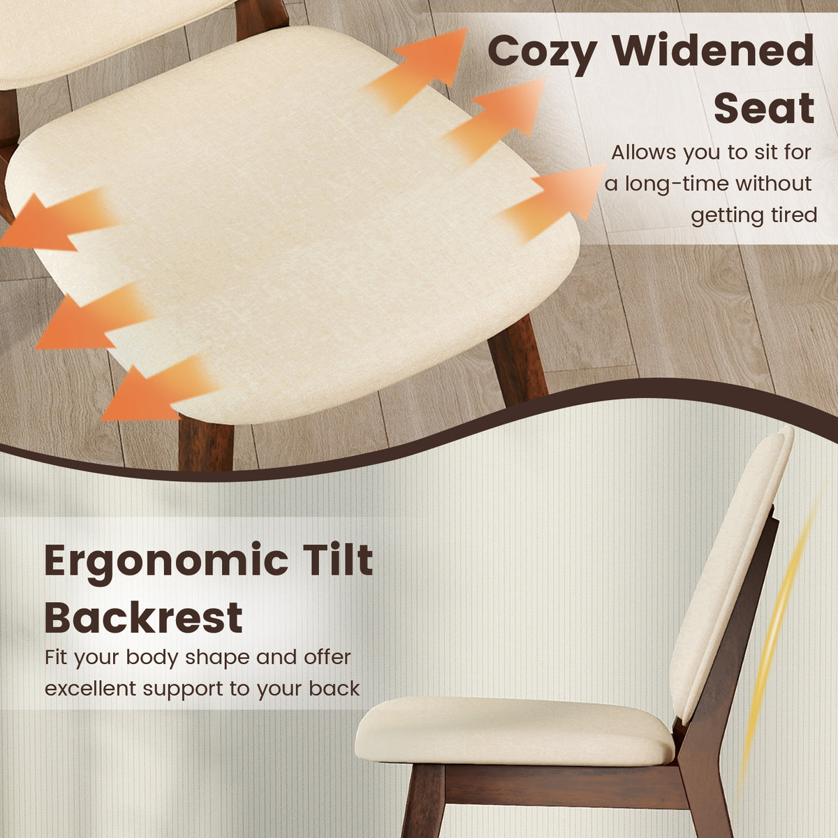 Mid-Century Dining Chairs Set of 4 with Upholstered Seats