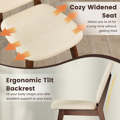 Mid-Century Dining Chairs Set of 4 with Upholstered Seats
