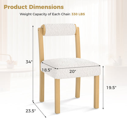 Dining Chairs Set of 2 with Faux Sherpa Upholstery