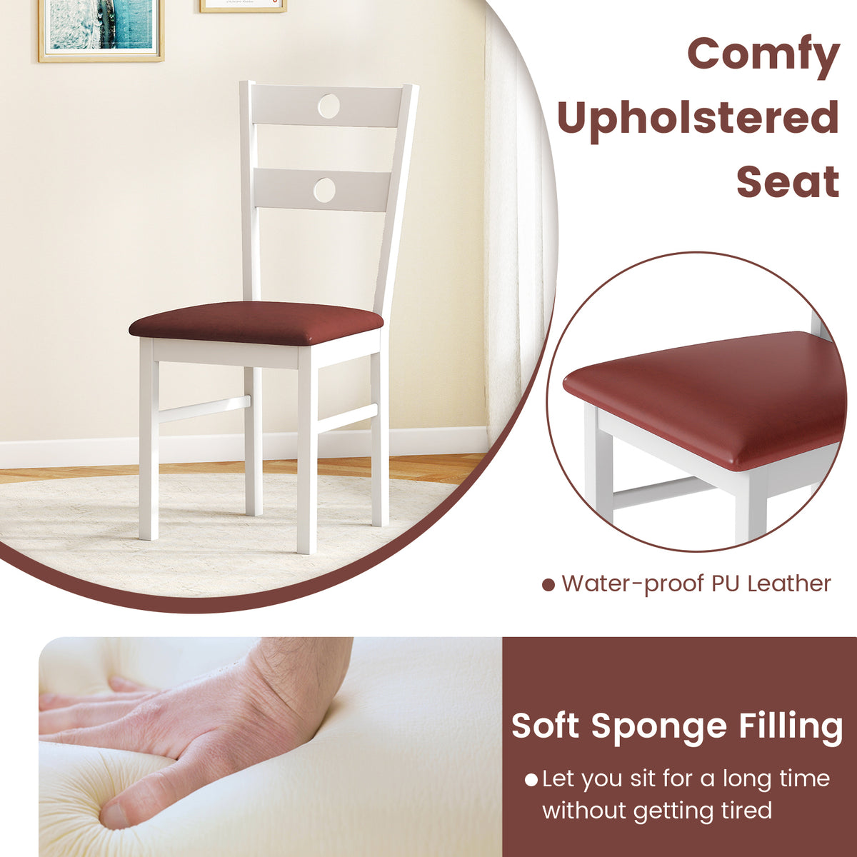 Dining Chairs Set of 2 with Hollowed Backrest