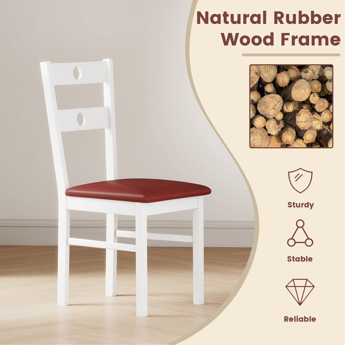 Dining Chairs Set of 2 with Hollowed Backrest
