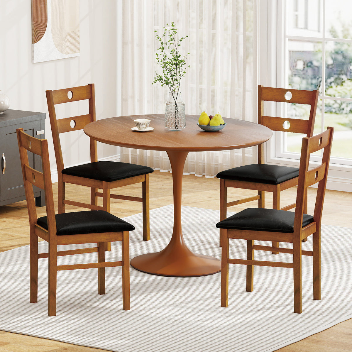 Dining Chairs Set of 2 with Hollowed Backrest