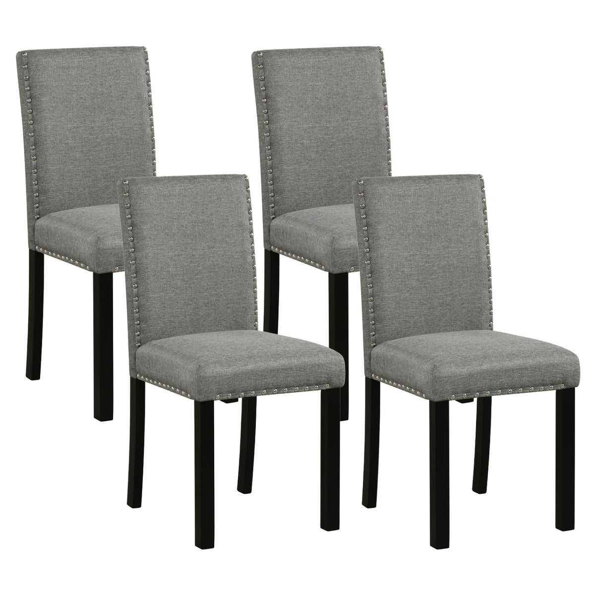 Dining Chairs Set of 4 with Curved Back and Cushioned Seat