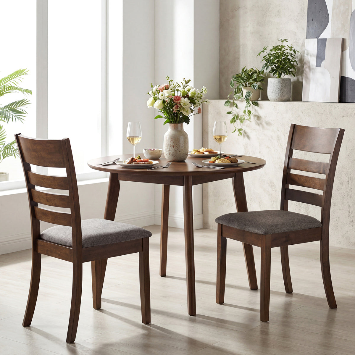 Upholstered Dining Chairs Set of 4 with Rubber Wood Frame