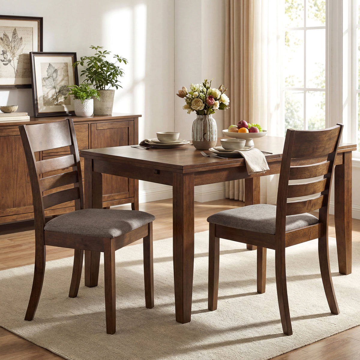 Upholstered Dining Chairs Set of 4 with Rubber Wood Frame