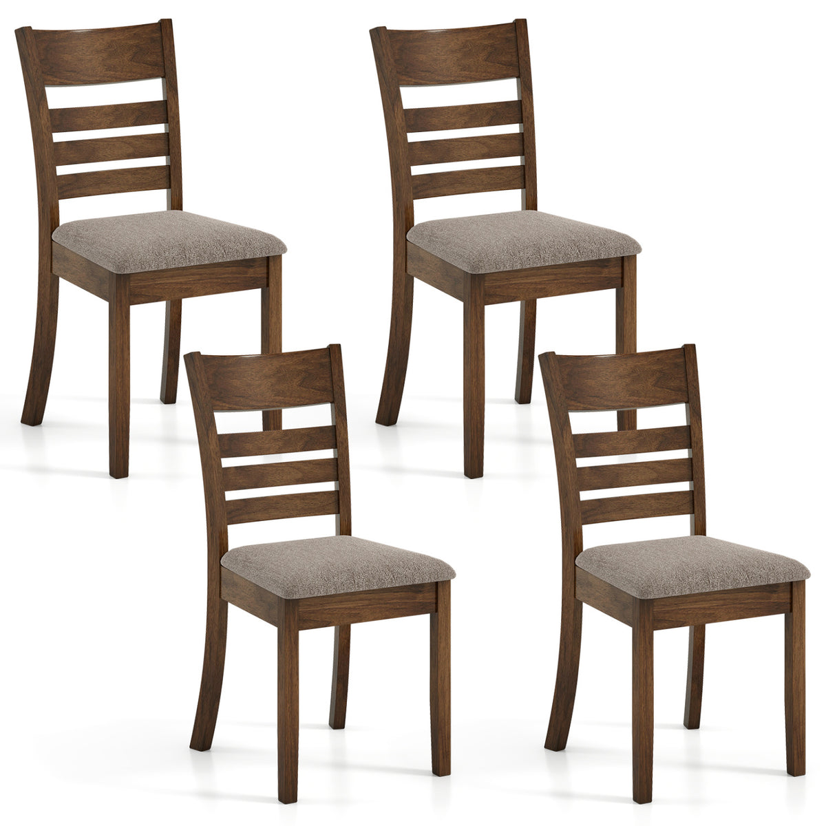 Upholstered Dining Chairs Set of 4 with Rubber Wood Frame