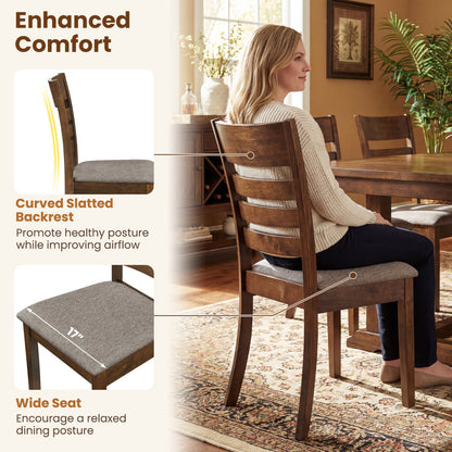 Upholstered Dining Chairs Set of 4 with Rubber Wood Frame