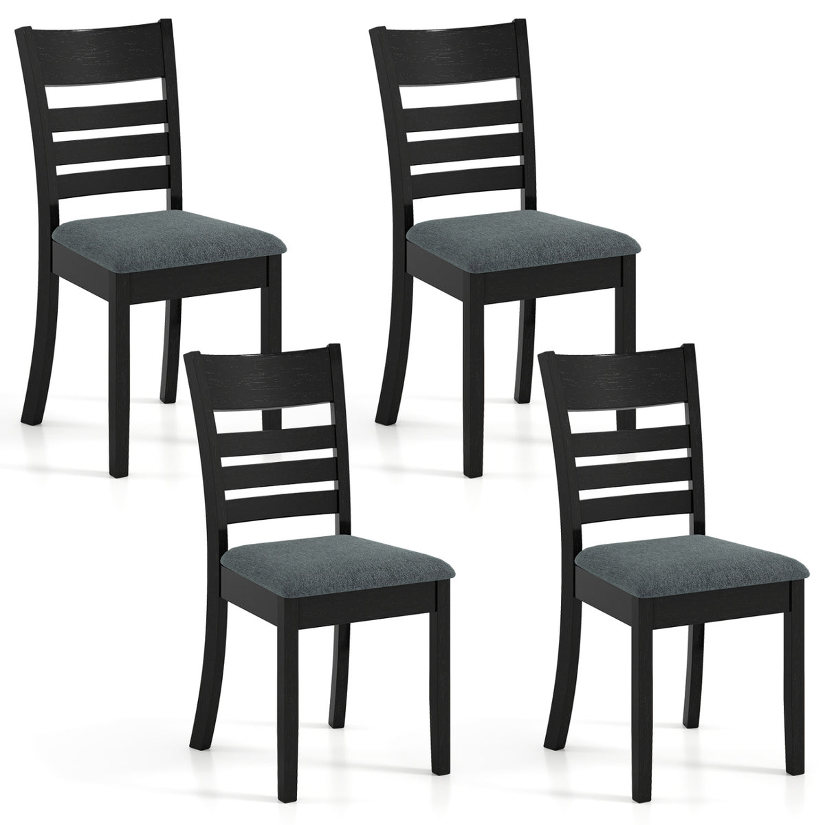 Upholstered Dining Chairs Set of 4 with Rubber Wood Frame