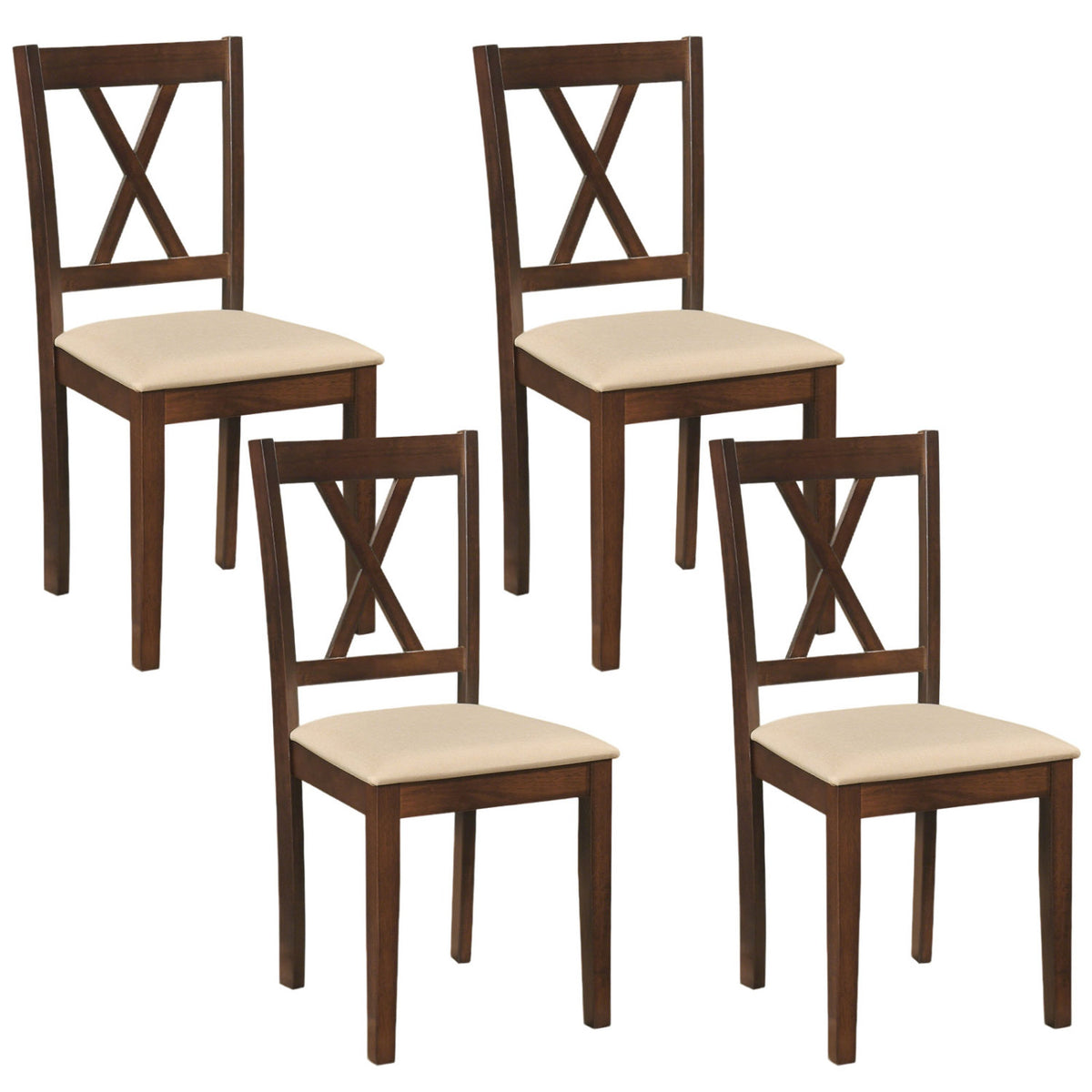 Upholstered Dining Chairs Set of 4 with Curved Backrest