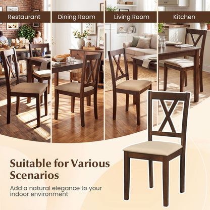 Upholstered Dining Chairs Set of 4 with Curved Backrest