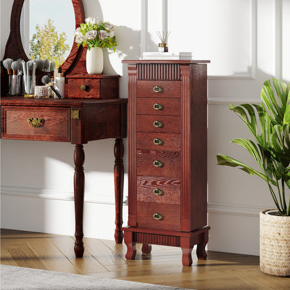 Jewelry Armoire Cabinet with Mirror and 7 Drawers