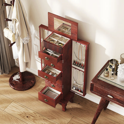 Jewelry Armoire Cabinet with Mirror and 7 Drawers