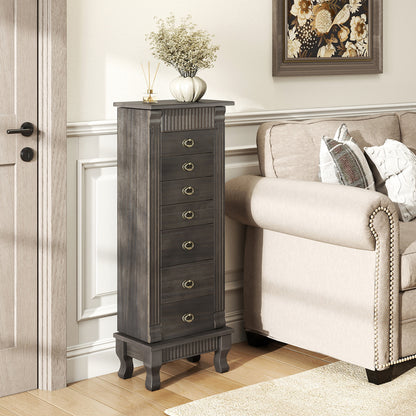 Jewelry Armoire Cabinet with Mirror and 7 Drawers