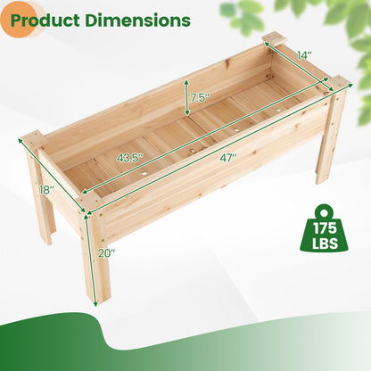 Elevated Wooden Raised Garden Bed with Legs - 175 LBS Capacity