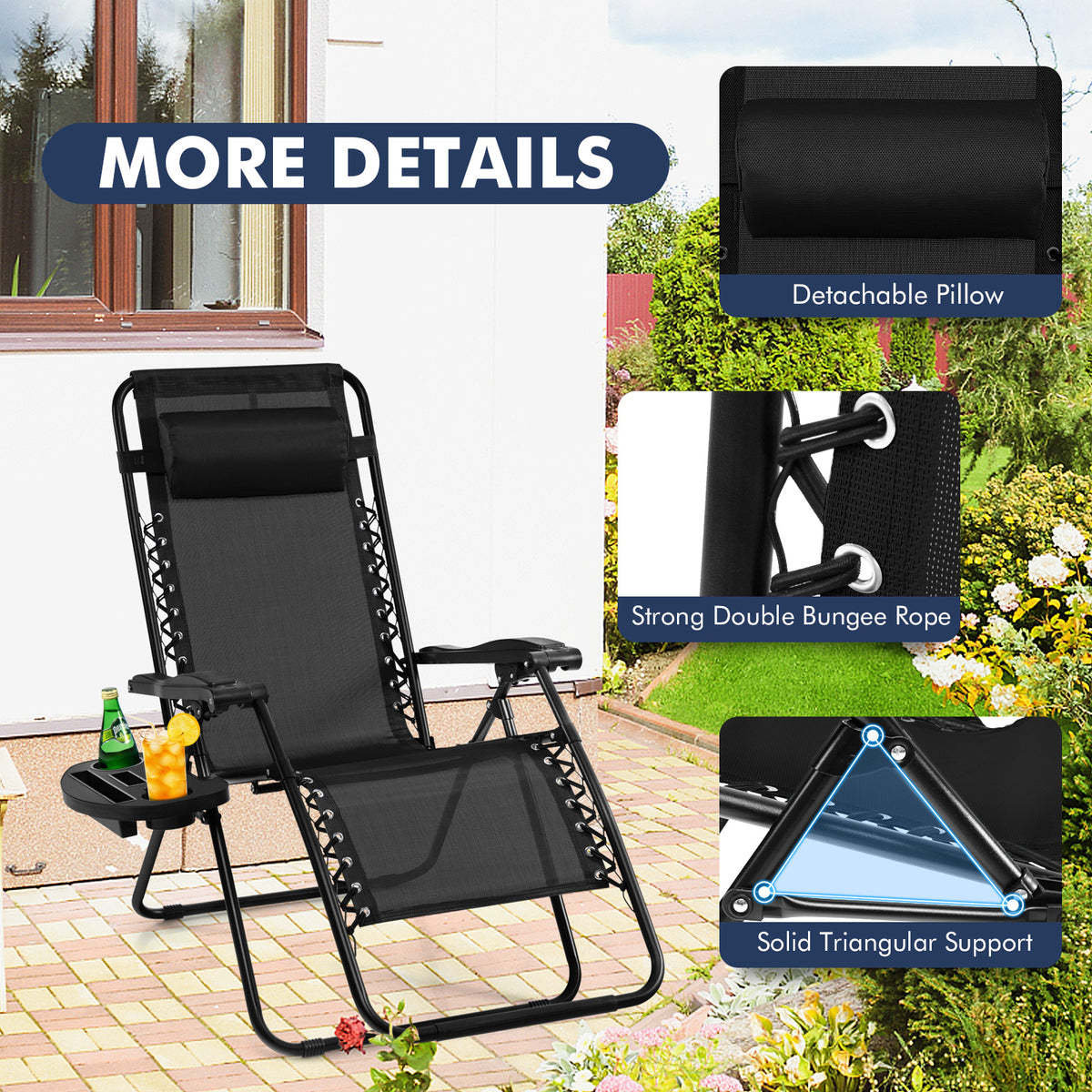 Zero Gravity Folding Lounge Chair with Utility Tray