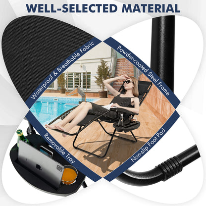 Zero Gravity Folding Lounge Chair with Utility Tray