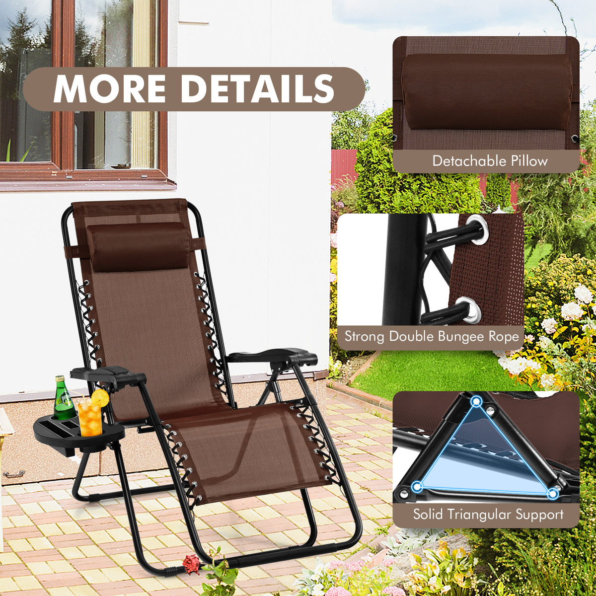 Zero Gravity Folding Lounge Chair with Utility Tray