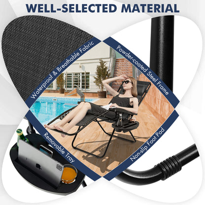 Zero Gravity Folding Lounge Chair with Utility Tray
