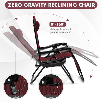 Zero Gravity Folding Lounge Chair with Utility Tray
