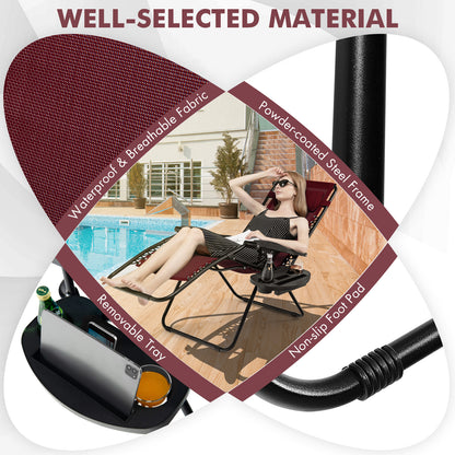 Zero Gravity Folding Lounge Chair with Utility Tray