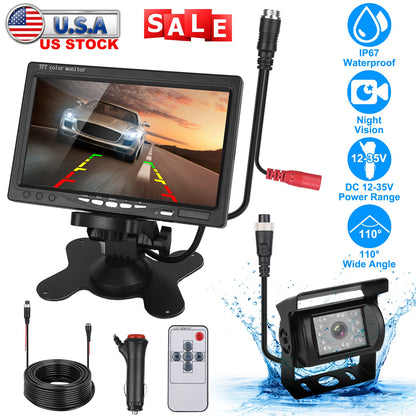 7 Inch Backup Camera System with Night Vision & IP67 Waterproof