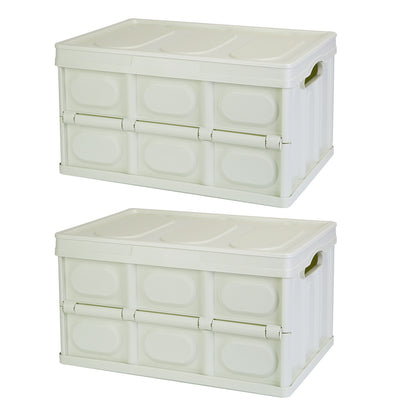 Collapsible Storage Bins with Lids - 2 Pack Stackable Organizer