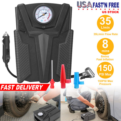Portable Car Tire Air Compressor with Pointer Gauge 12V DC