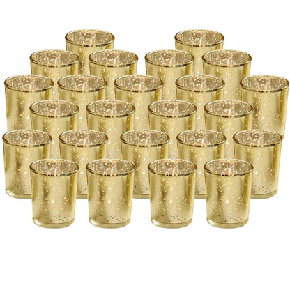 Gold Mercury Glass Votive Candle Holders Set of 24