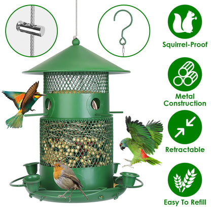 Squirrel-Proof Metal Bird Feeder with Water Cups & Perches