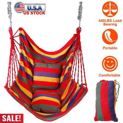 Hammock Hanging Chair with Pillows – 440 LBS Capacity
