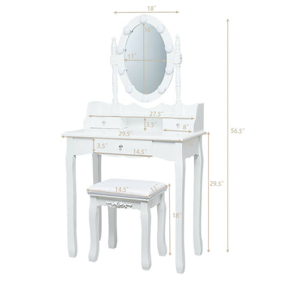 Makeup Vanity Set with LED Lighted Mirror and 3 Drawers