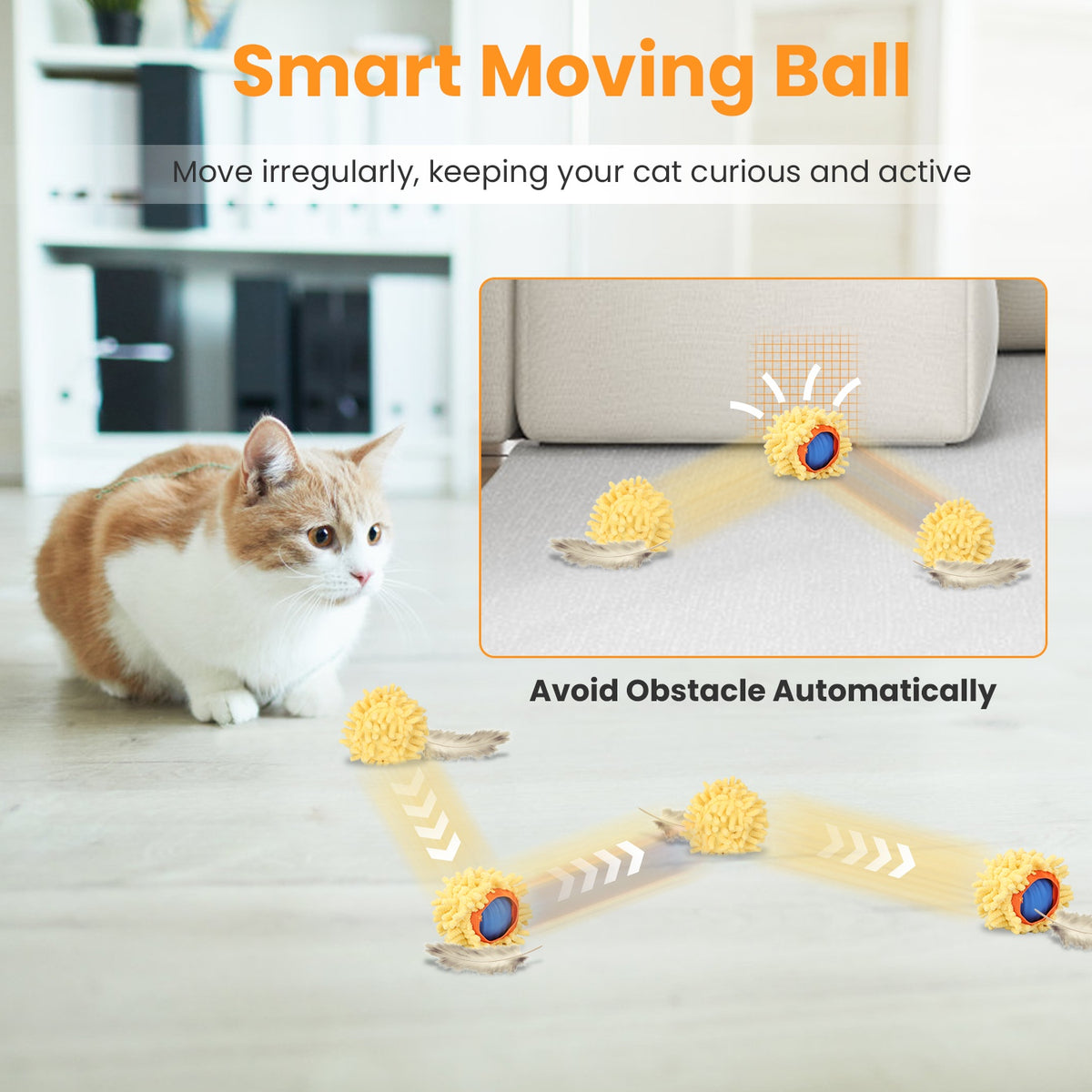 Interactive Motion Activated Cat Toy Ball with Rechargeable Battery